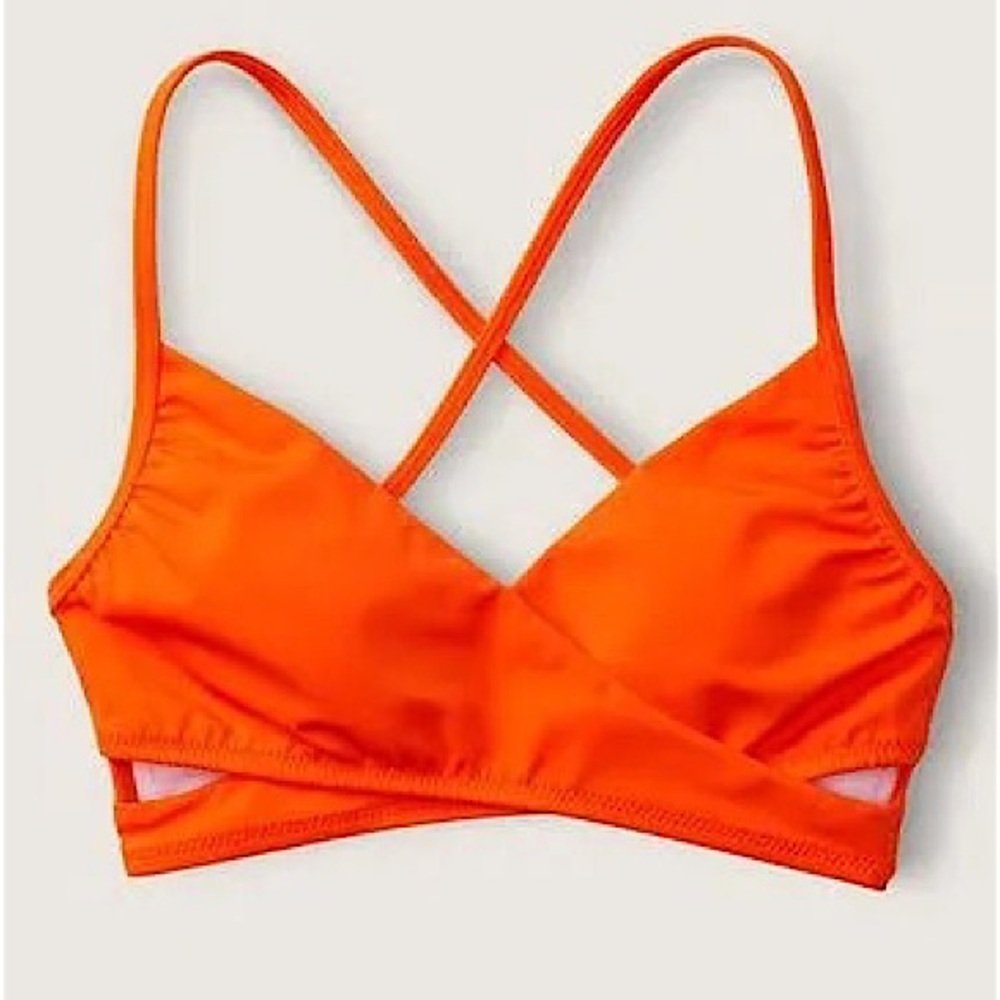 ⭐️ PINK VS Swim Orange Cross Wrap Bikini Top